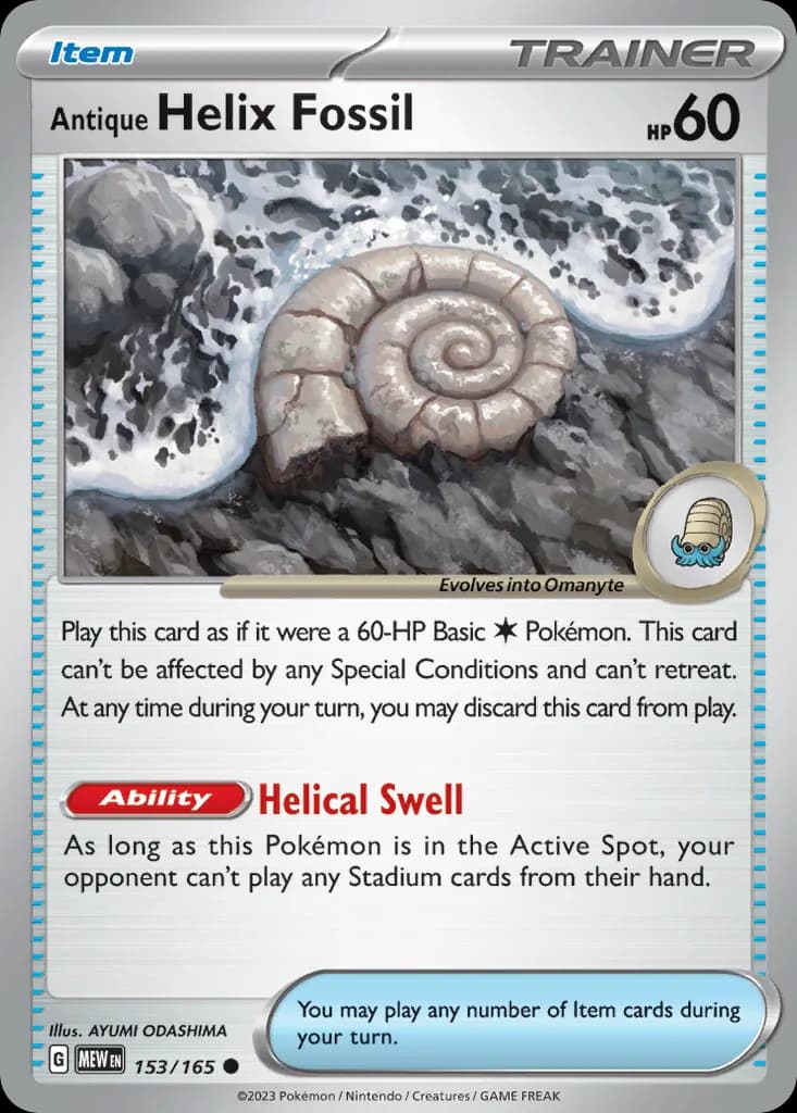 Scarlet & Violet-151 Antique Helix Fossil card front, 153/165