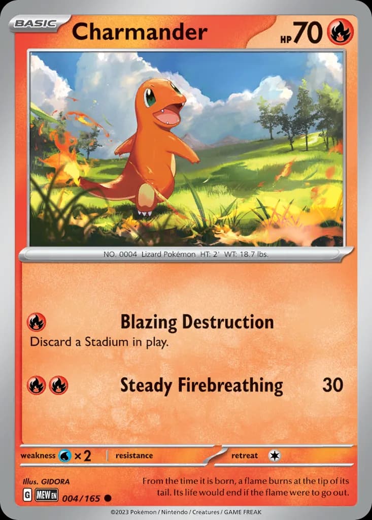 Scarlet & Violet-151 Charmander card front, 4/165