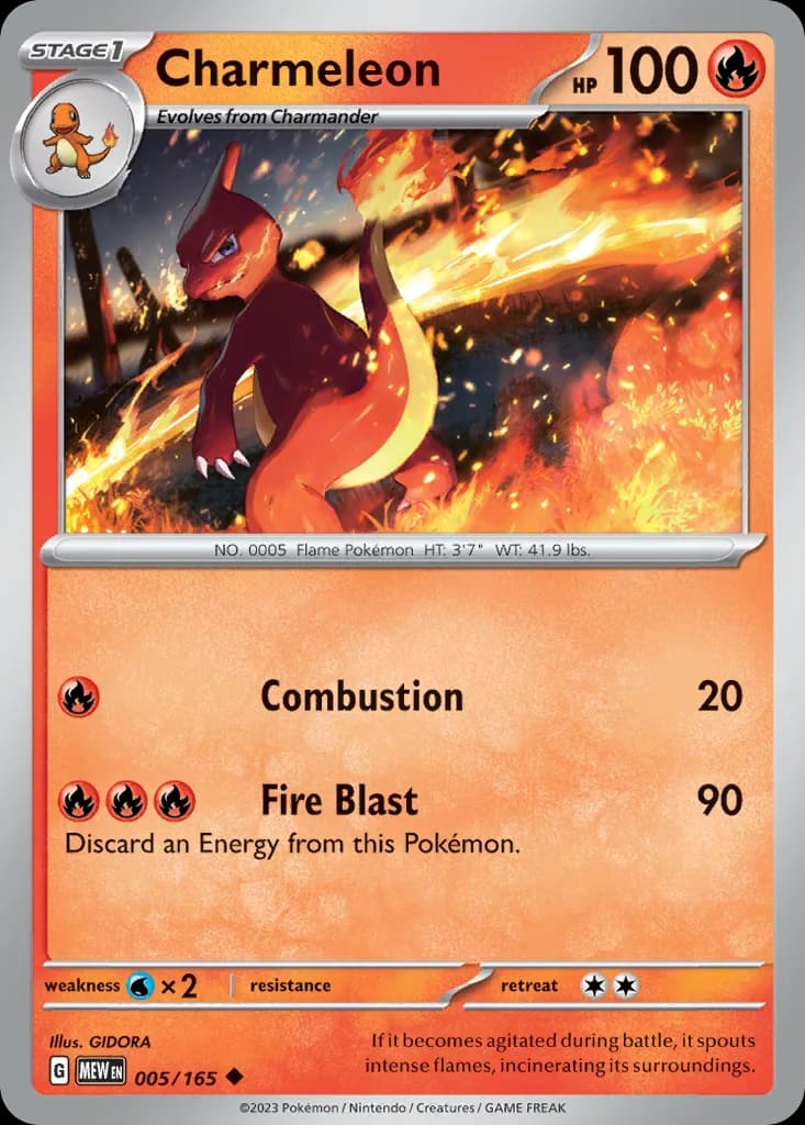 Scarlet & Violet-151 Charmeleon card front, 5/165