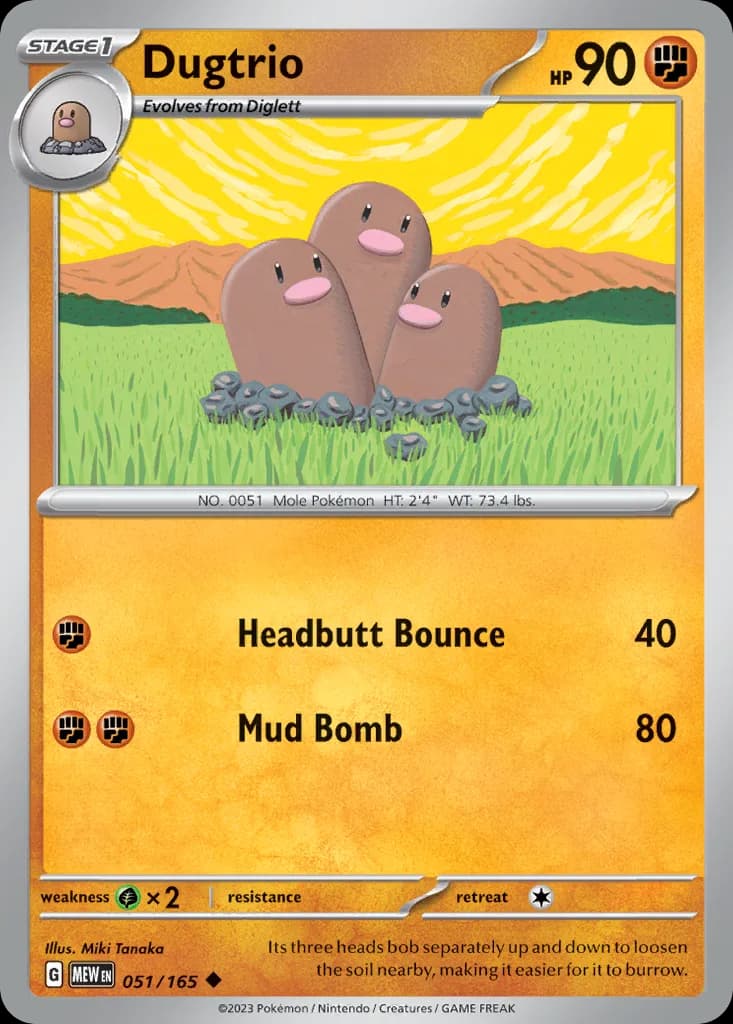 Scarlet & Violet-151 Dugtrio card front, 51/165