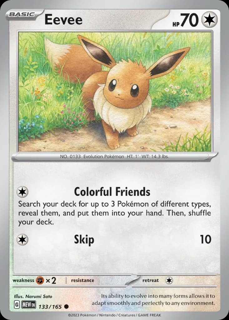 Scarlet & Violet-151 Eevee card front, 133/165