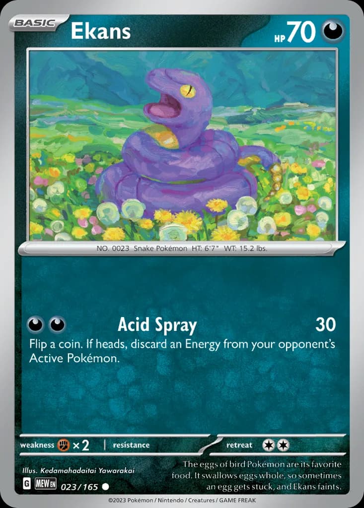 Scarlet & Violet-151 Ekans card front, 23/165