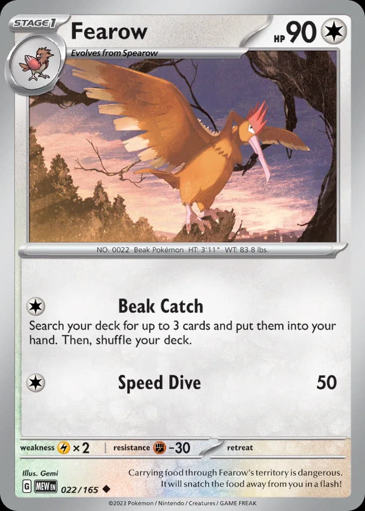 Scarlet & Violet-151 Fearow card front, 22/165