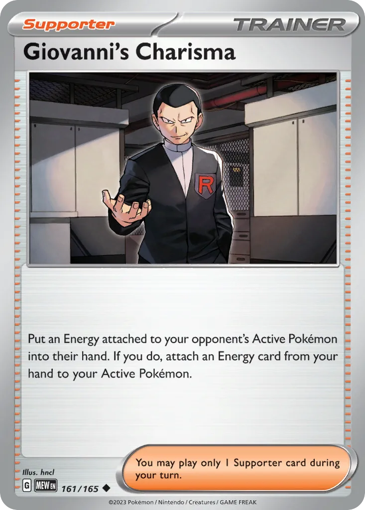 Scarlet & Violet-151 Giovanni's Charisma card front, 161/165