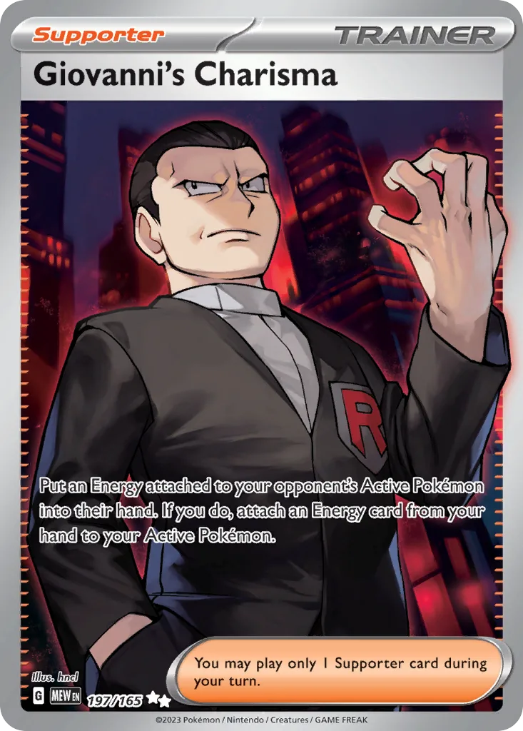 Scarlet & Violet-151 Giovanni's Charisma card front, 197/165