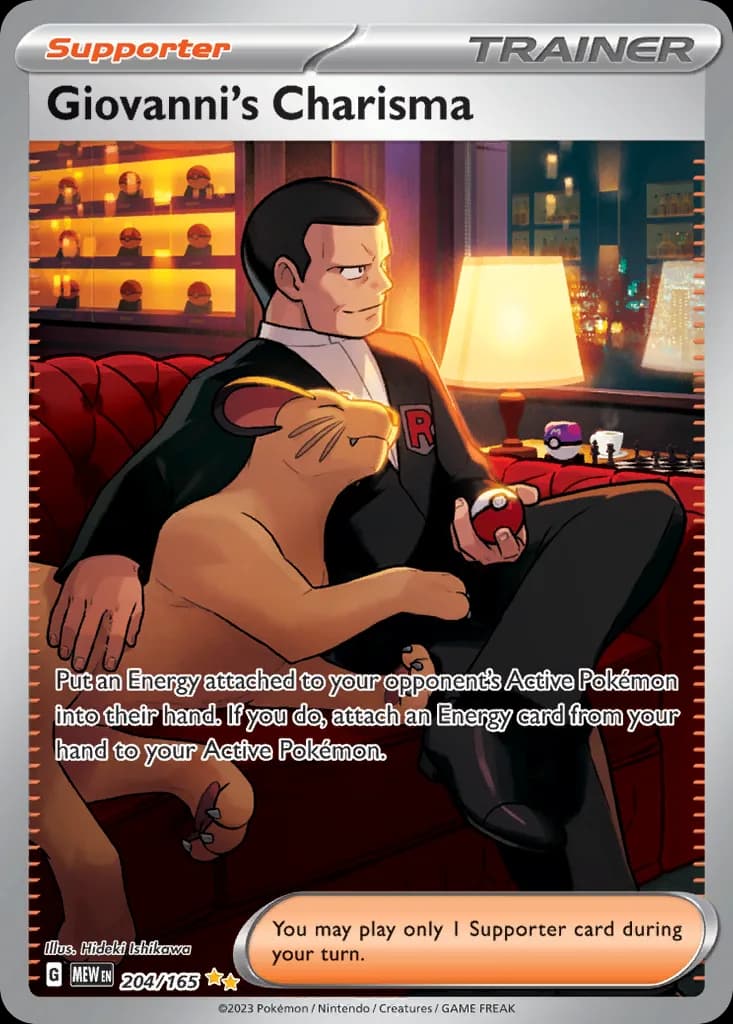 Scarlet & Violet-151 Giovanni's Charisma card front, 204/165
