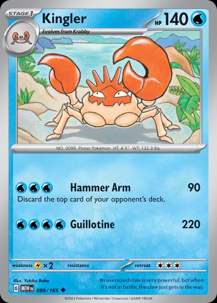 Scarlet & Violet-151 Kingler card front, 99/165