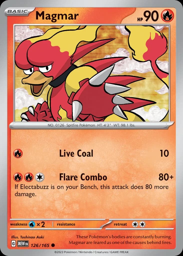 Scarlet & Violet-151 Magmar card front, 126/165