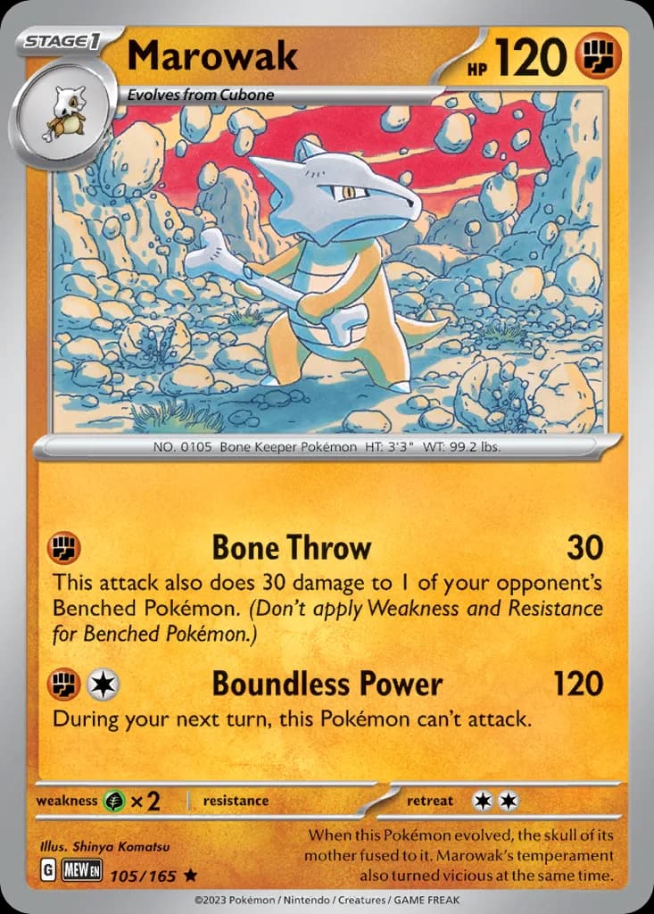 Scarlet & Violet-151 Marowak card front, 105/165
