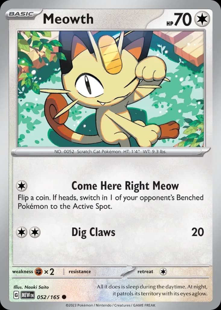 Scarlet & Violet-151 Meowth card front, 52/165