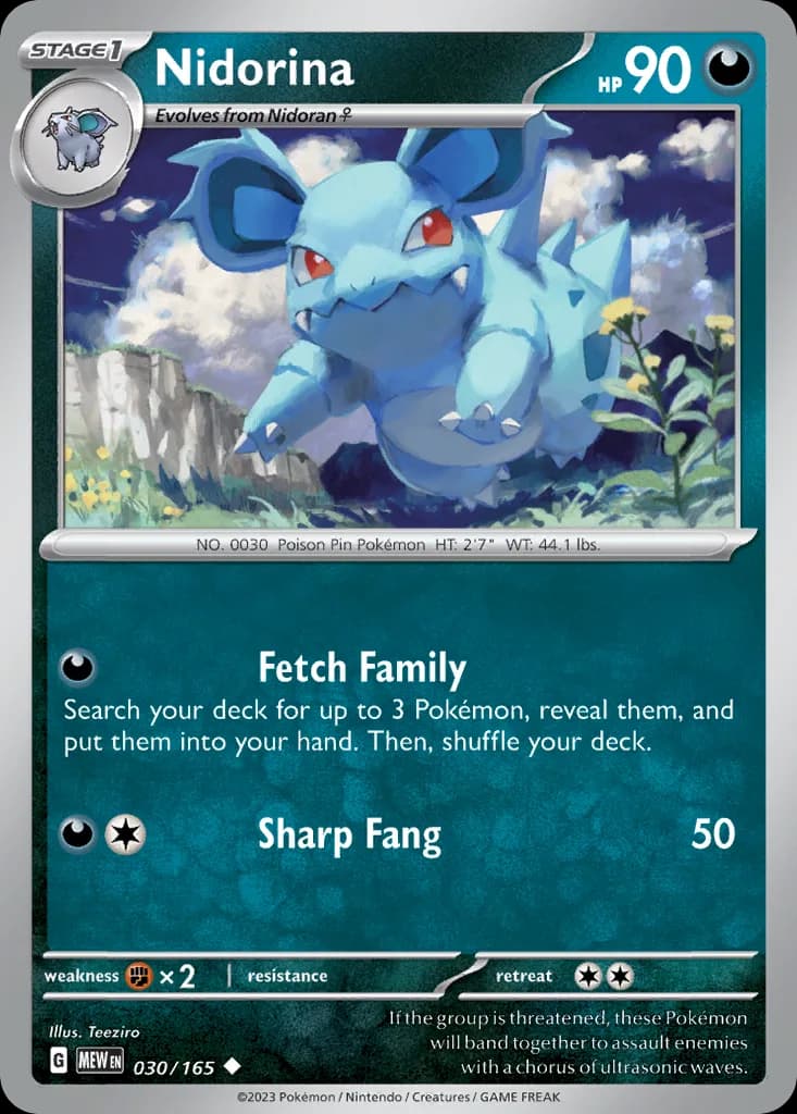 Scarlet & Violet-151 Nidorina card front, 30/165