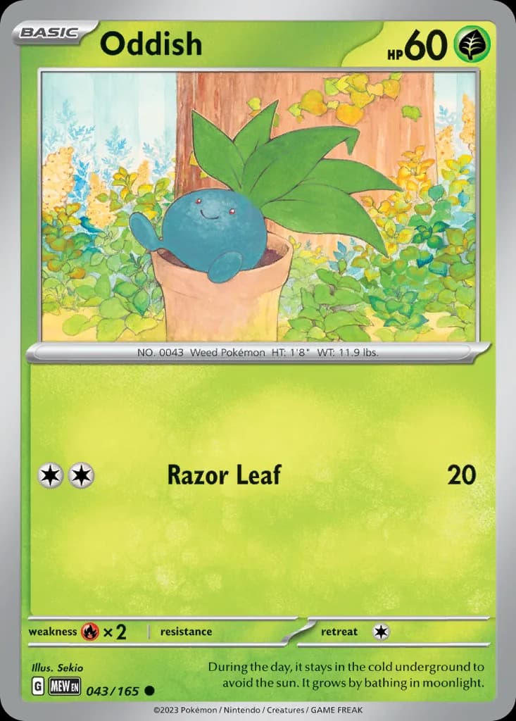 Scarlet & Violet-151 Oddish card front, 43/165
