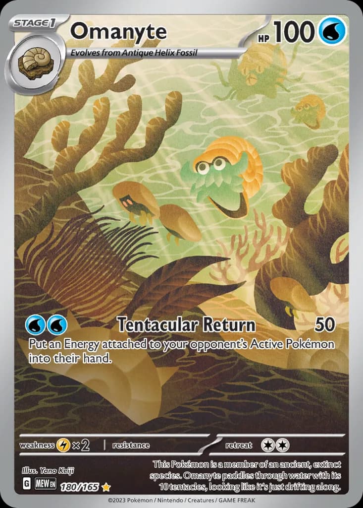 Scarlet & Violet-151 Omanyte card front, 180/165