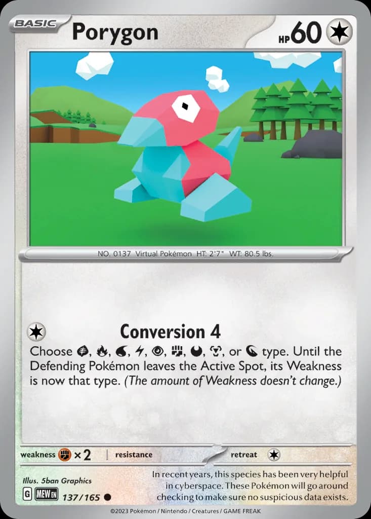 Porygon card front, Scarlet & Violet-151 137/165