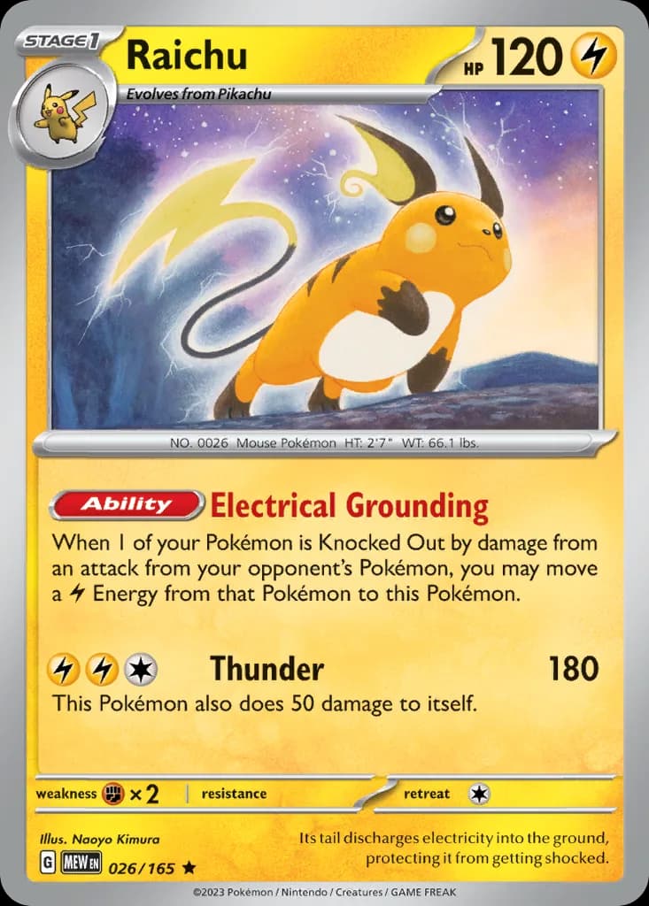 Raichu card front, Scarlet & Violet-151 26/165