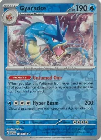 Gyarados reverse holo card front, Scarlet & Violet-151 130/165