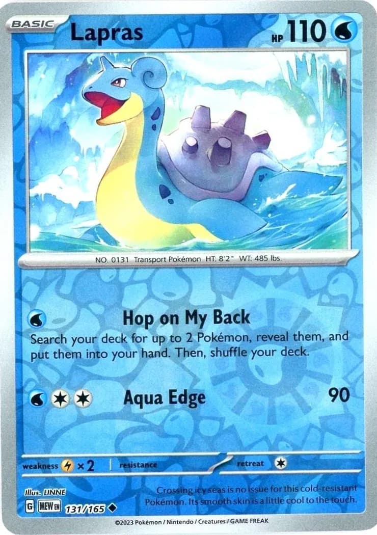 Lapras reverse holo card front, Scarlet & Violet-151 131/165