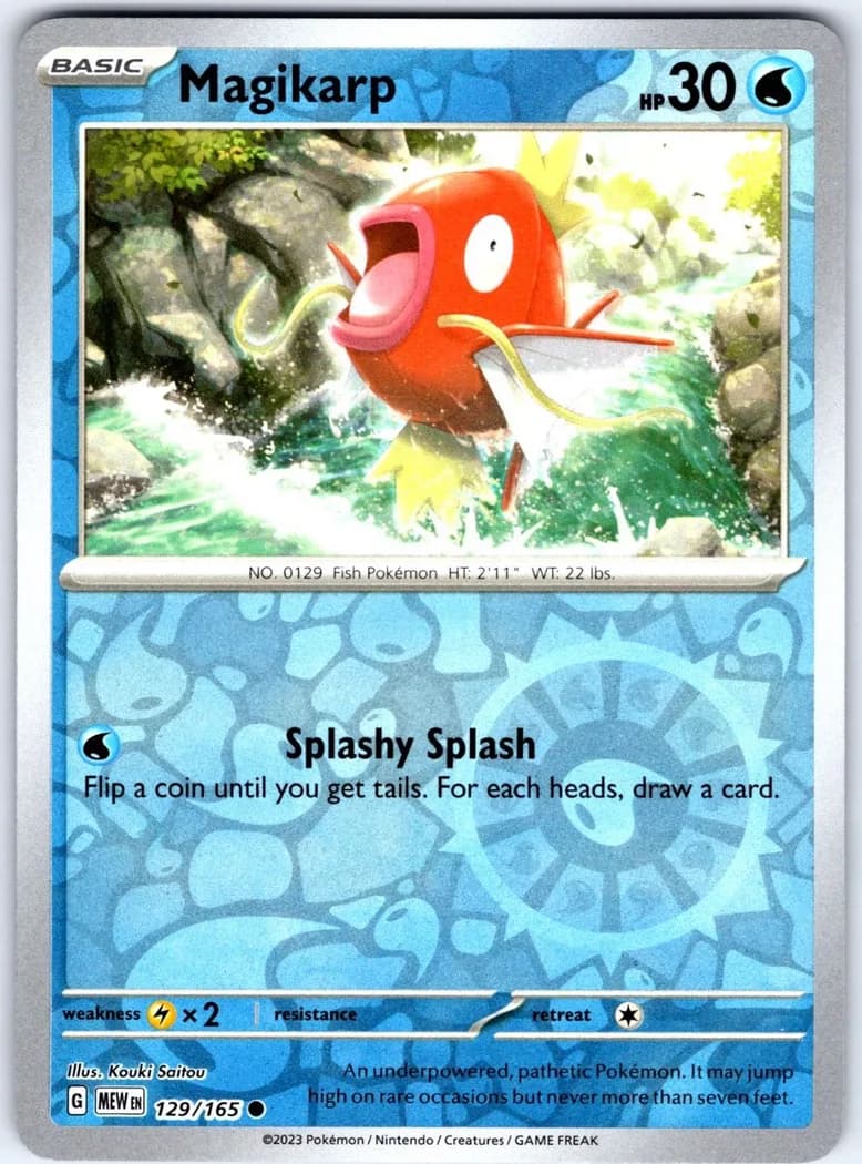Magikarp reverse holo card front, Scarlet & Violet-151 129/165