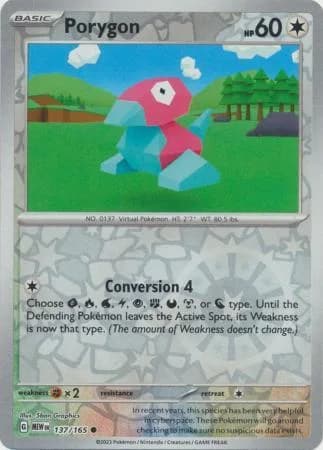 Porygon reverse holo card front, Scarlet & Violet-151 137/165
