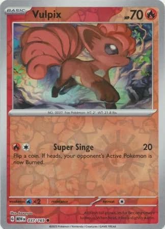 Vulpix reverse holo card front, Scarlet & Violet-151 37/165