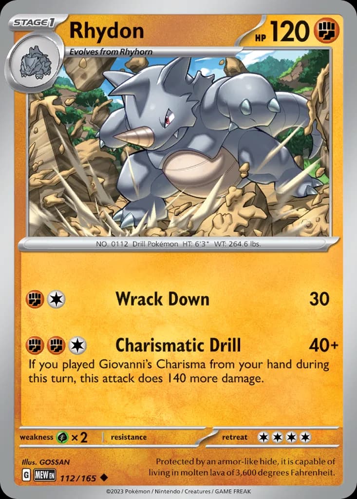 Scarlet & Violet-151 Rhydon card front, 112/165