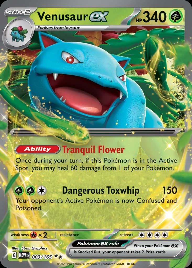 Scarlet & Violet-151 Venusaur ex card front, 3/165