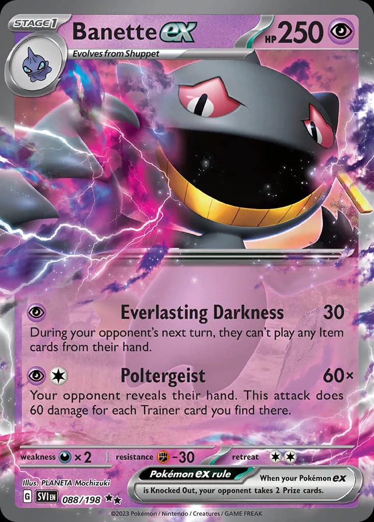 Scarlet & Violet Banette ex card front, 88/198