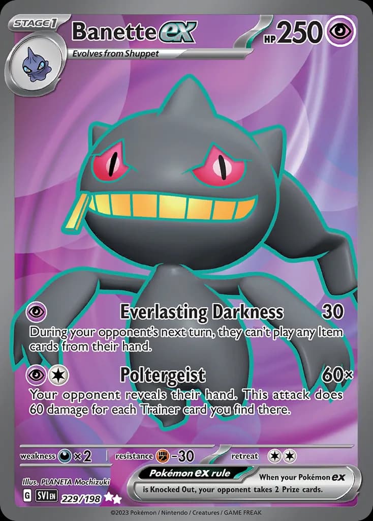 Scarlet & Violet Banette ex card front, 229/198