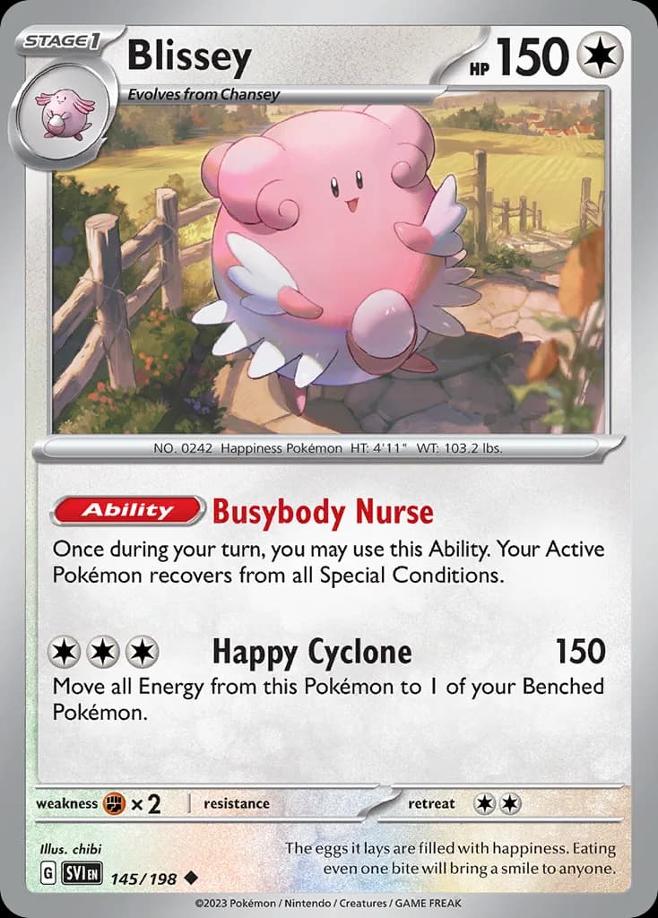 Scarlet & Violet Blissey card front, 145/198