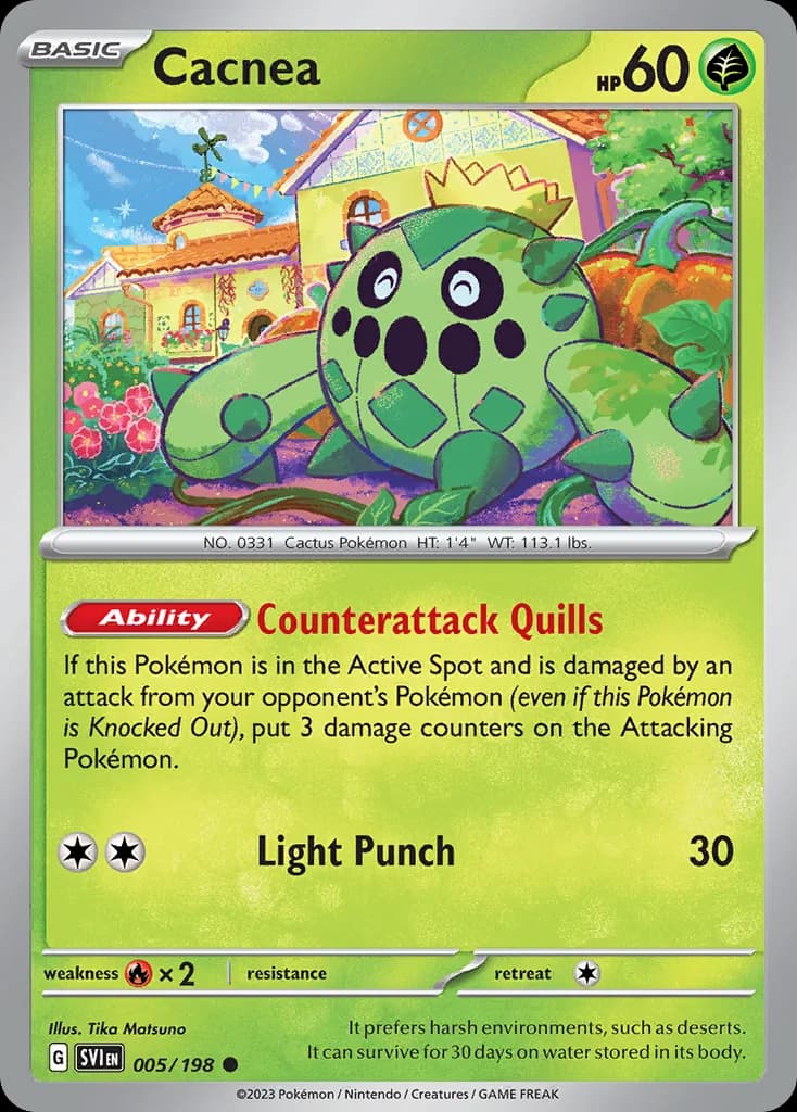 Scarlet & Violet Cacnea card front, 5/198