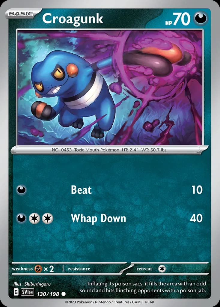 Scarlet & Violet Croagunk card front, 130/198