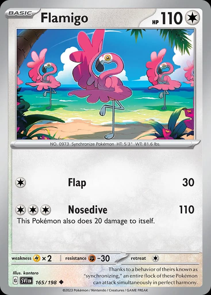 Scarlet & Violet Flamigo card front, 165/198