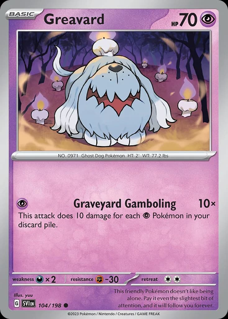Scarlet & Violet Greavard card front, 104/198