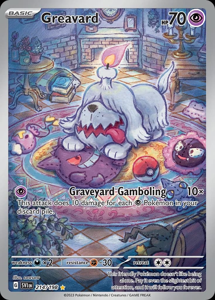 Scarlet & Violet Greavard card front, 214/198