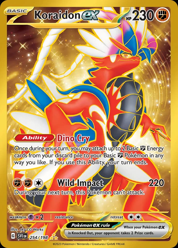 Scarlet & Violet Koraidon ex card front, 254/198