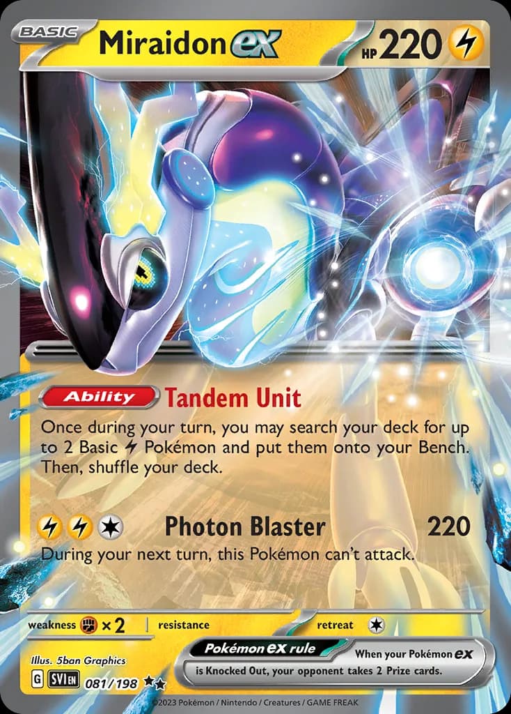 Scarlet & Violet Miraidon ex card front, 81/198