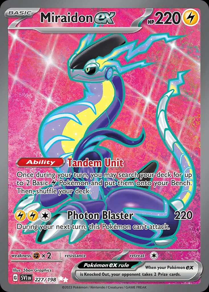 Scarlet & Violet Miraidon ex card front, 227/198