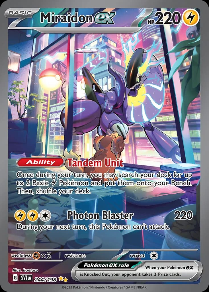 Scarlet & Violet Miraidon ex card front, 244/198