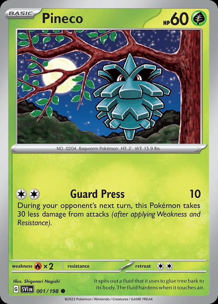 Scarlet & Violet Pineco card front, 1/198