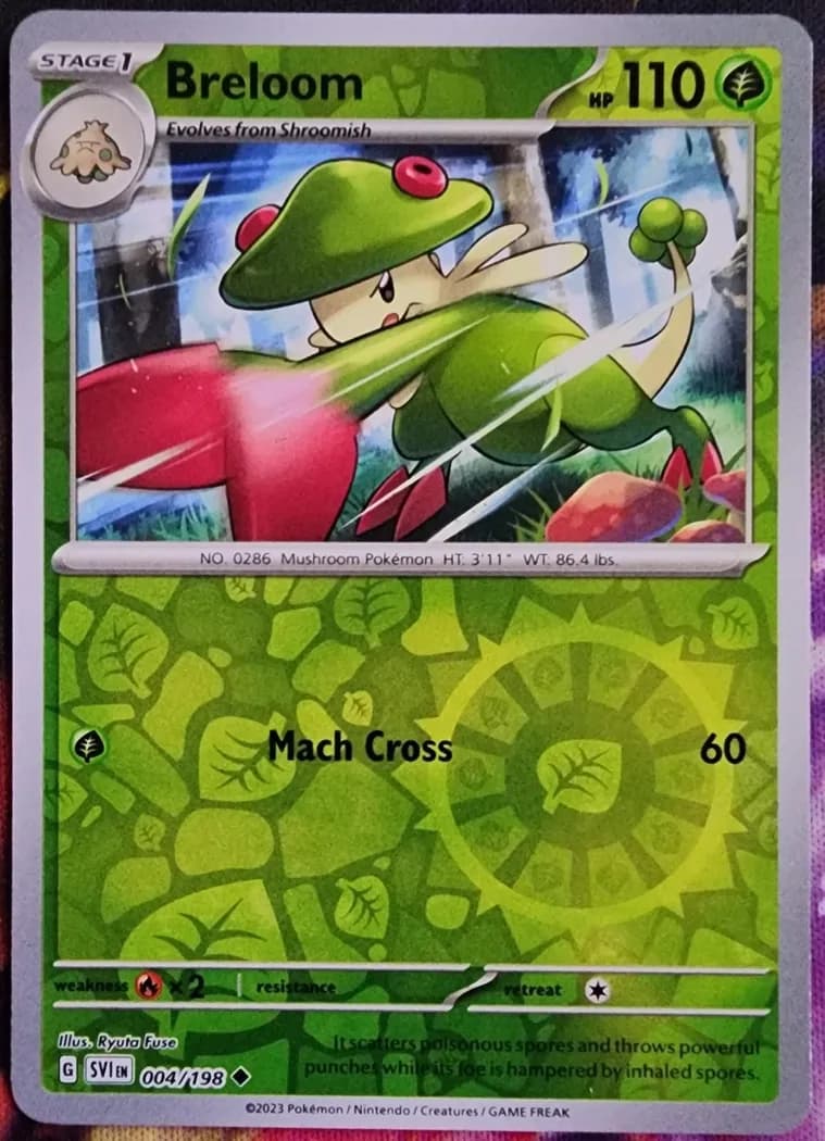 Breloom reverse holo card front, Scarlet & Violet 4/198
