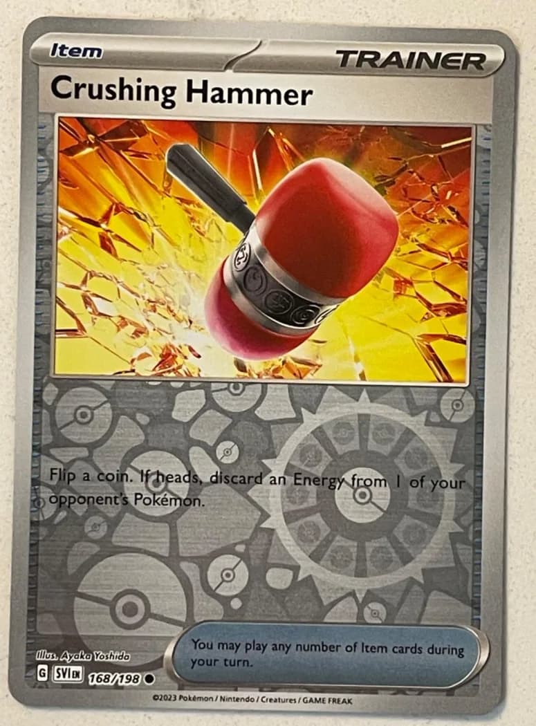 Crushing Hammer reverse holo card front, Scarlet & Violet 168/198