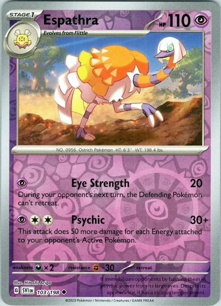 Espathra reverse holo card front, Scarlet & Violet 103/198