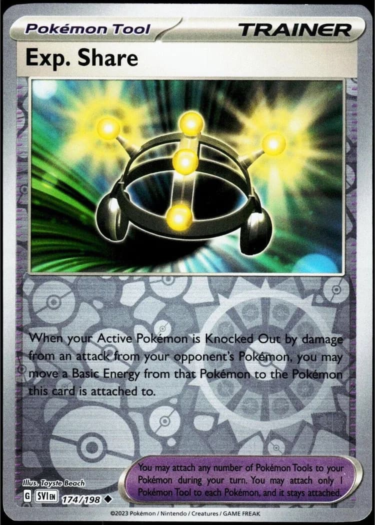 Exp. Share reverse holo card front, Scarlet & Violet 174/198