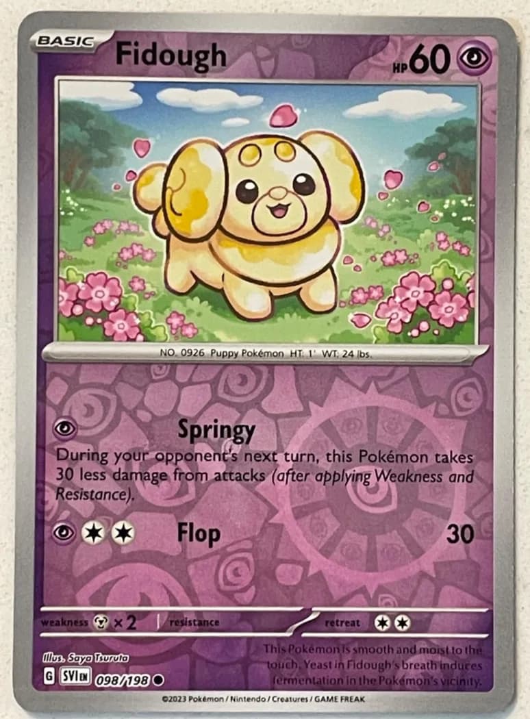 Fidough reverse holo card front, Scarlet & Violet 98/198