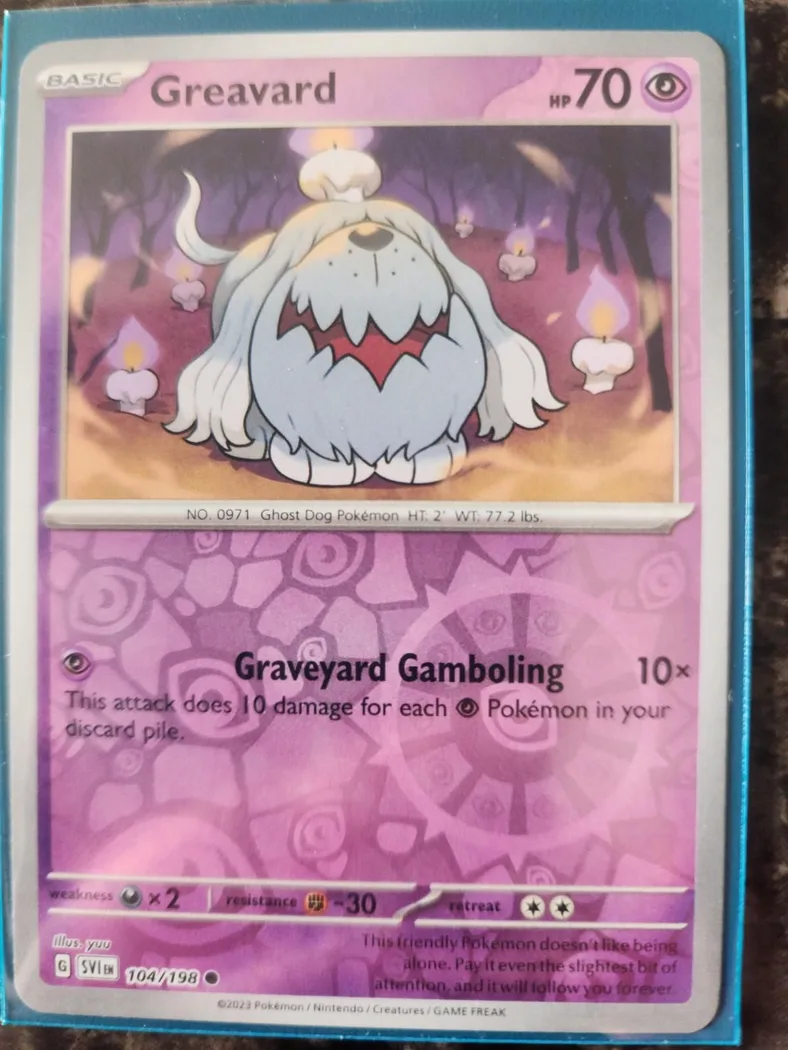 Greavard reverse holo card front, Scarlet & Violet 104/198