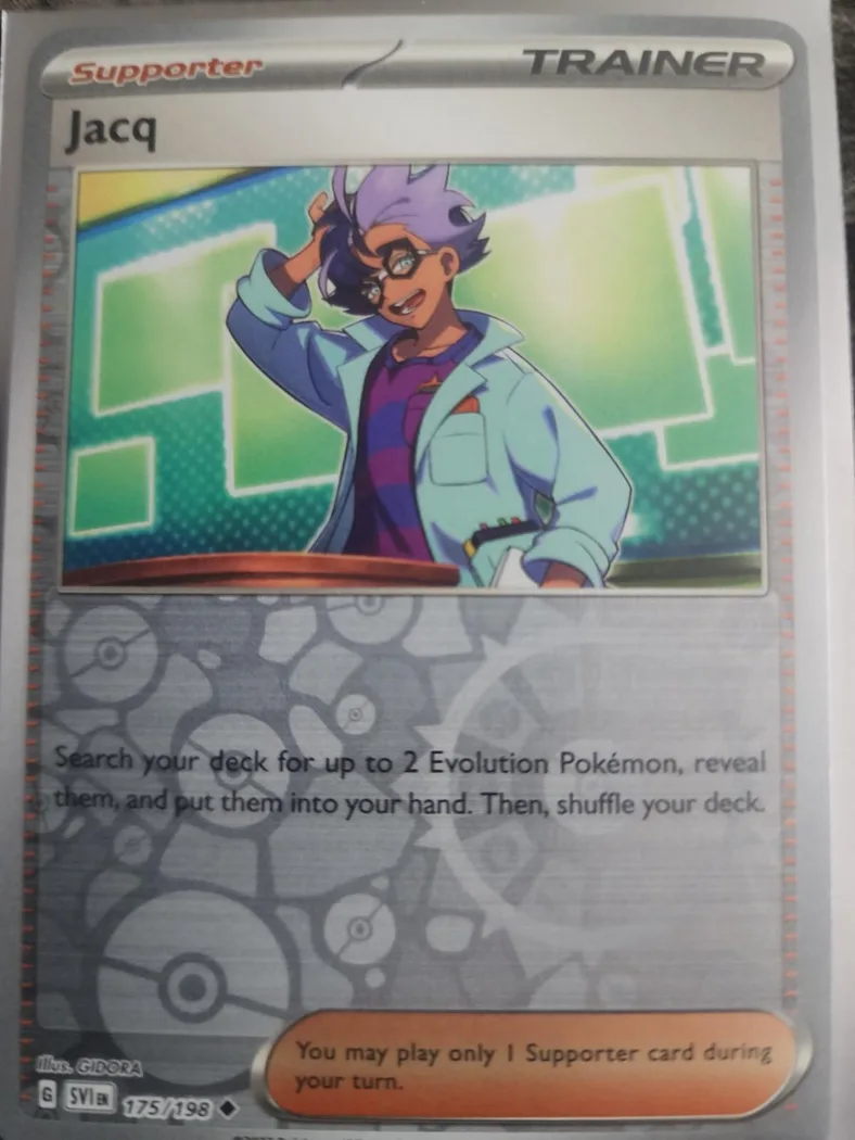 Jacq reverse holo card front, Scarlet & Violet 175/198