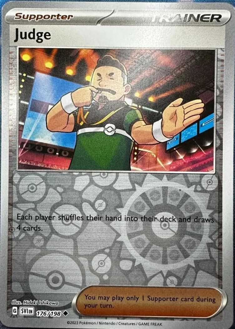 Judge reverse holo card front, Scarlet & Violet 176/198