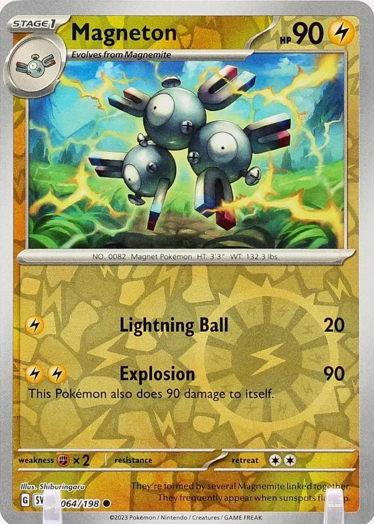 Magneton reverse holo card front, Scarlet & Violet 64/198