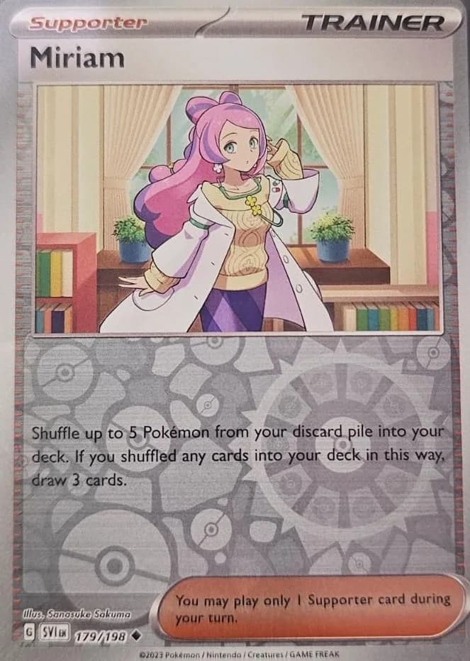 Miriam reverse holo card front, Scarlet & Violet 179/198