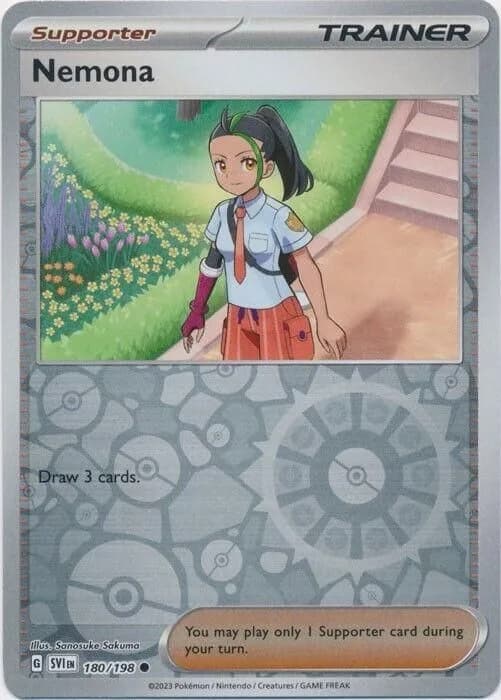 Nemona reverse holo card front, Scarlet & Violet 180/198